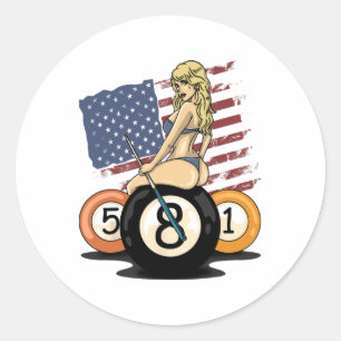 8 Ball Billiard Pool Player Acht Ball Billiard Runder Aufkleber