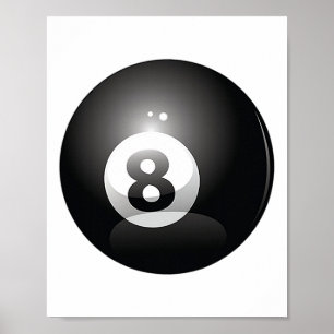8 Ball Billiard Pool Player Aight Ball Lucky 8 Poster