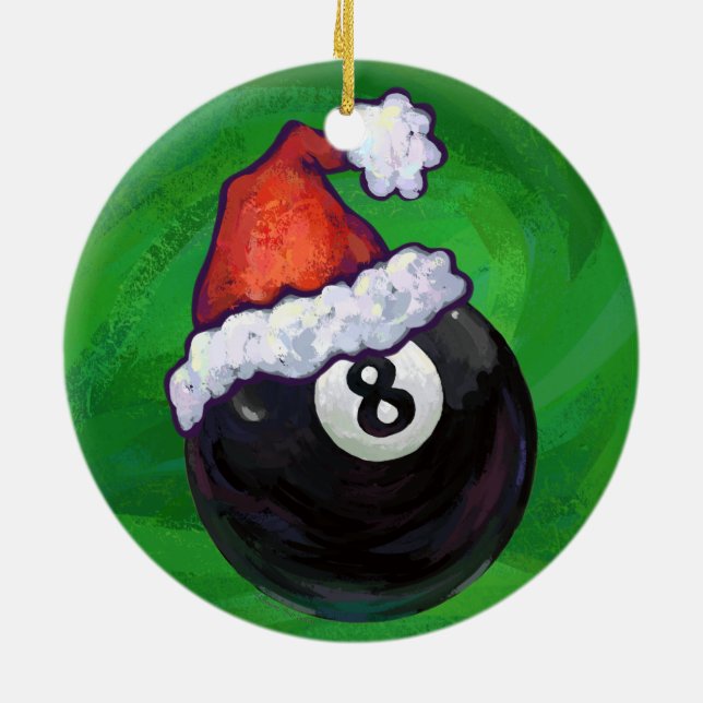8 Ball Christmas Green Keramik Ornament (Hinten)