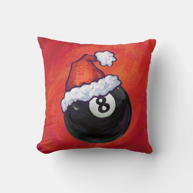 8 Ball Christmas Red Hat Kissen (Vorderseite)