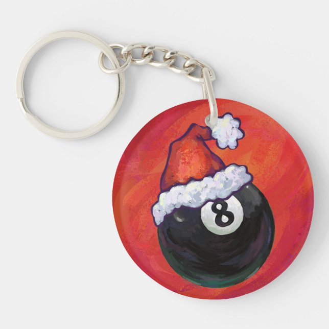 8 Ball Christmas Red Hat Schlüsselanhänger (Vorderseite)
