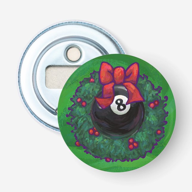 8 Ball Christmas Wreath Green Flaschenöffner (Vorderseite)