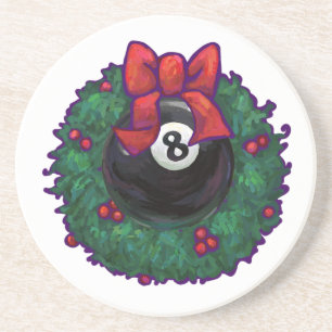 8 Ball Christmas Wreath Green Getränkeuntersetzer