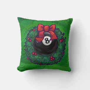 8 Ball Christmas Wreath Green Kissen