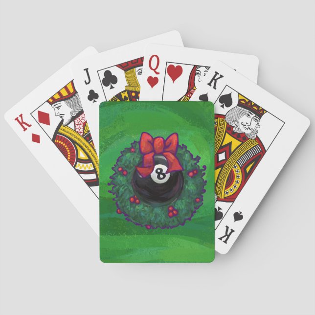 8 Ball Christmas Wreath Green Spielkarten (Rückseite)