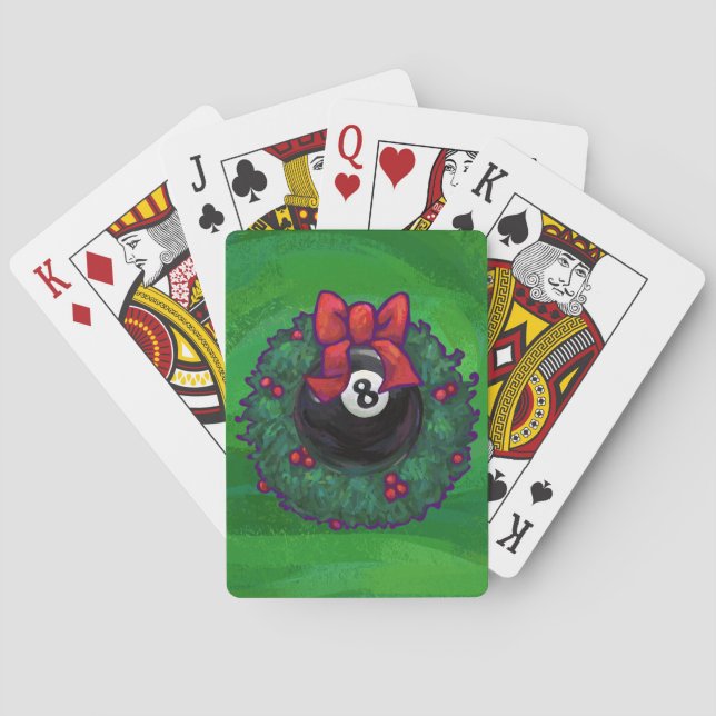8 Ball Christmas Wreath Green Spielkarten (Rückseite)