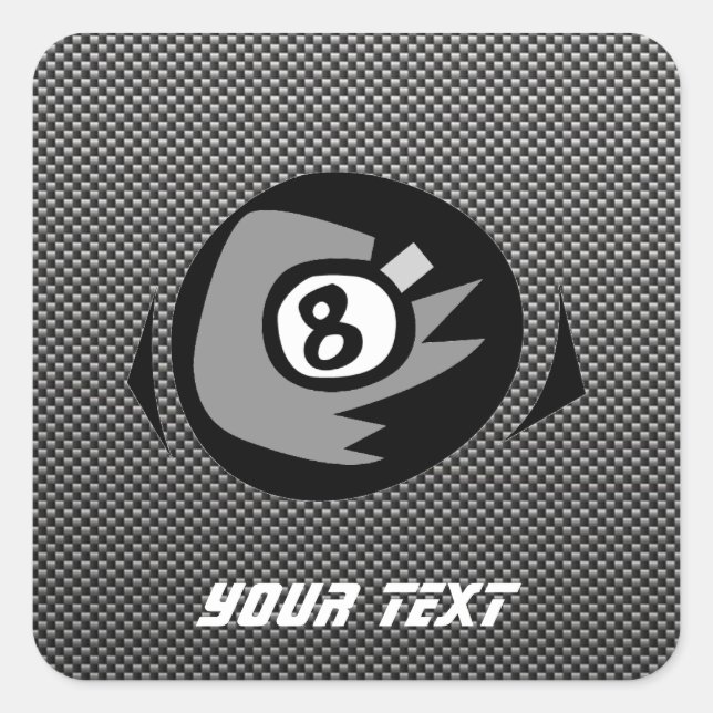 8 Ball; Imitate Kohlenstofffaser Quadratischer Aufkleber (Vorderseite)