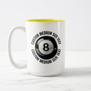8 Ball & Mittelgroßer Text GELB 425g Custom Zweifarbige Tasse