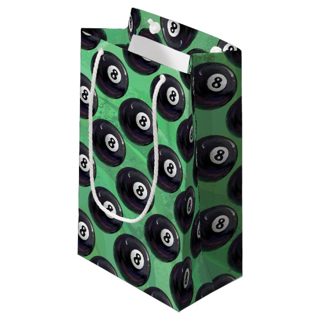 8 Ball-Muster Kleine Geschenktüte (Vorderseite Schrägansicht)
