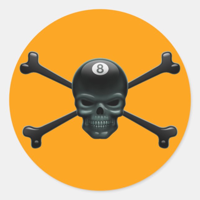 8-Ball-Pirate Runder Aufkleber (Vorderseite)