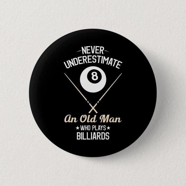 8 Ball Pool Funny Billiard Player Lover Vater Gesc Button (Vorderseite)