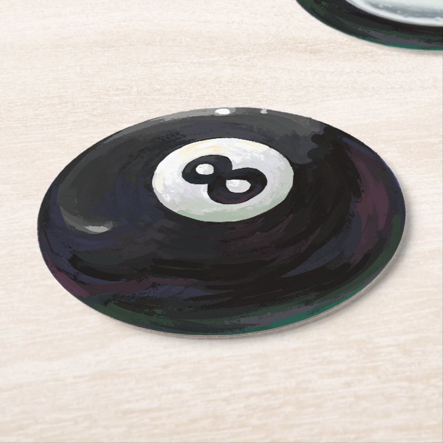 8 Ball Runder Pappuntersetzer (Angewinkelt)