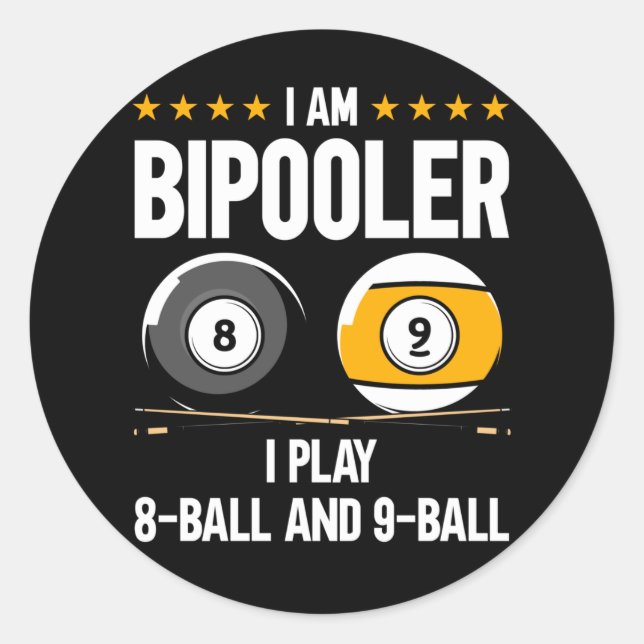 8 Ball und 9 Ball Spaß Funny Billiard Runder Aufkleber (Vorderseite)