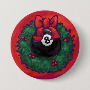 8 Ball Weihnachten Wheath Rot Button
