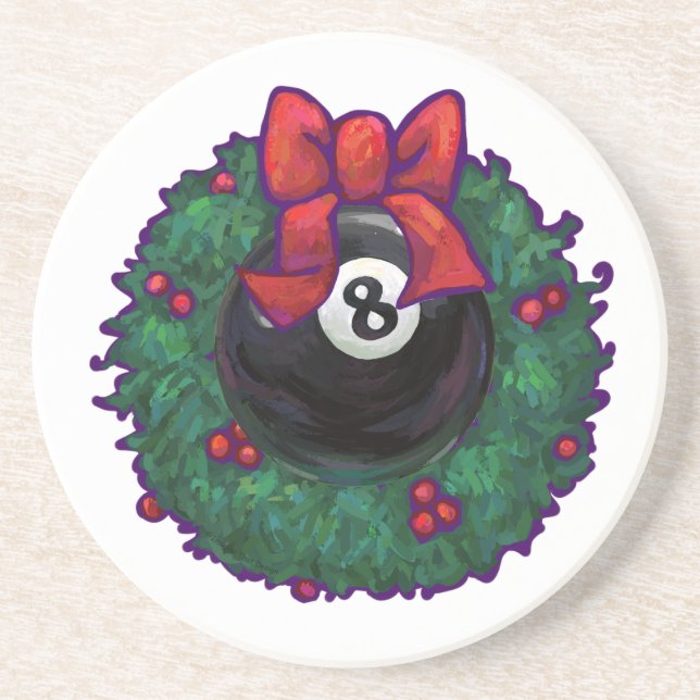 8 Ball Weihnachtsrad Red Getränkeuntersetzer (Vorne)