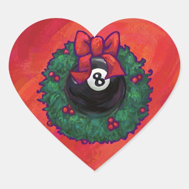 8 Ball Weihnachtsrad Red Herz-Aufkleber (Vorderseite)