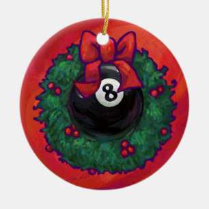 8 Ball Weihnachtsrad Red Keramikornament