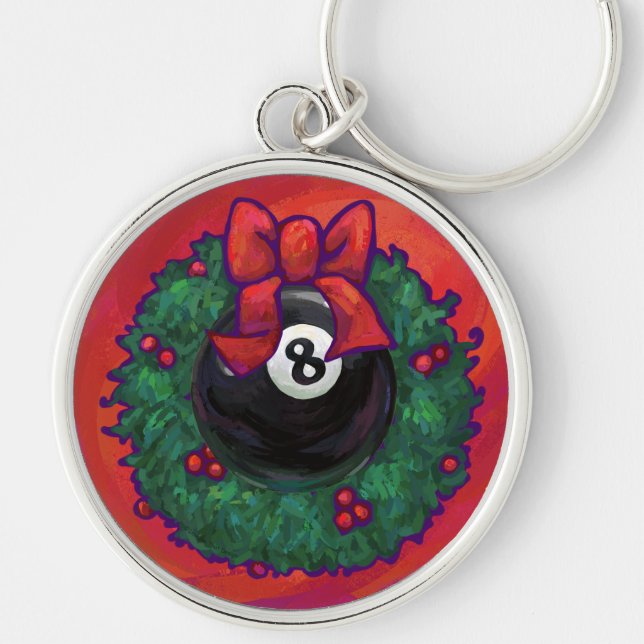 8 Ball Weihnachtsrad Red Schlüsselanhänger (Vorne)