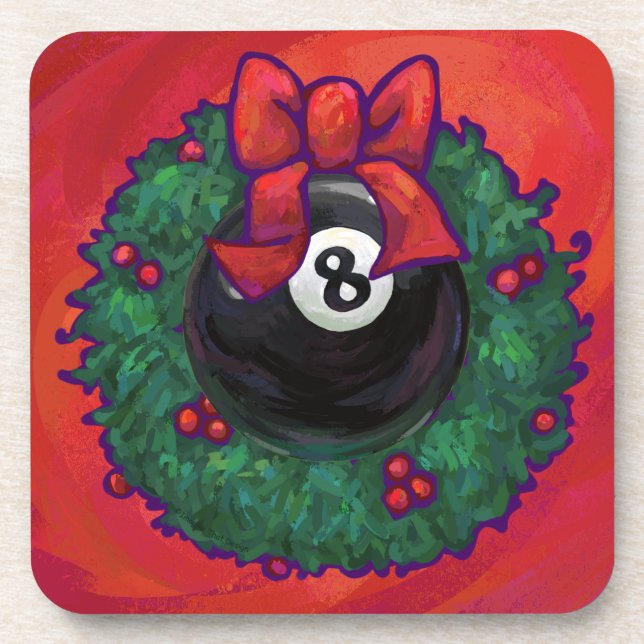 8 Ball Weihnachtsrad Red Untersetzer (Vorderseite)