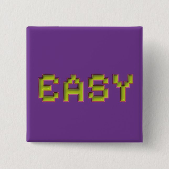 8-Bit EASY Quadratischer Pin - Retro Lila Gaming A Button (Vorderseite)