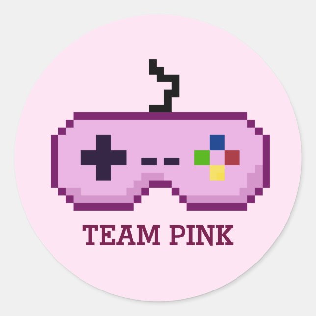 8-Bit Gamer Gender Reveal Team Pink Stickers (Vorderseite)
