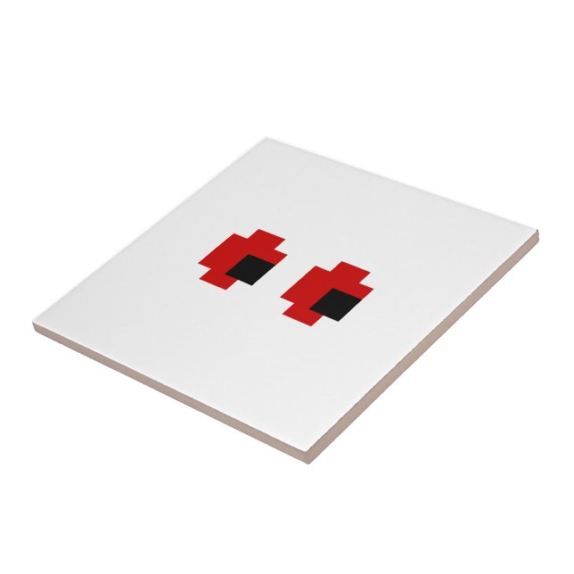 8 Bit Gruselige Rote Augen Fliese (Seite)