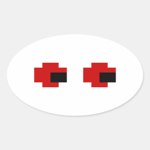 8 Bit Gruselige Rote Augen Ovaler Aufkleber