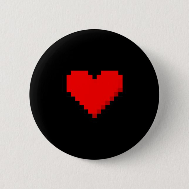 8 Bit Heart Retro Valentines Day Xel Artwork  Button (Vorderseite)