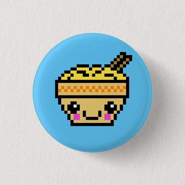 8 Bit Kawaii Ramen Button (Vorderseite)