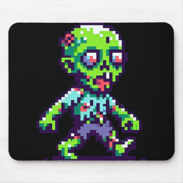8-Bit-lustiger Zombie Halloween  Mousepad (Vorne)