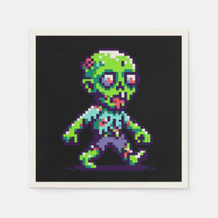 8-Bit lustiger Zombie Halloween Serviette