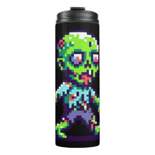 8-Bit lustiger Zombie Halloween Thermosbecher