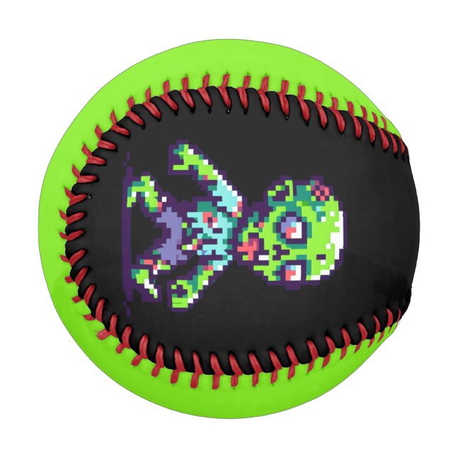 8-Bit lustiges Zombie Halloween Baseball (Vorderseite Links)