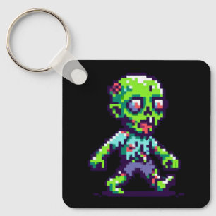 8-Bit lustiges Zombie Halloween Schlüsselanhänger