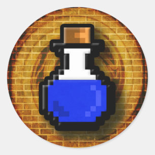 8 Bit Mana Trank-Blitz-Gold Runder Aufkleber