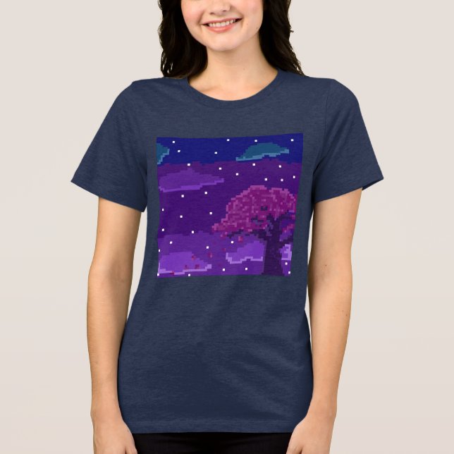 8-Bit-Nacht Tri-Blend Shirt (Vorderseite)