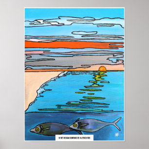 8-Bit-Ozean-Sonnenaufgang-Gemälde von Alfred Fox Poster