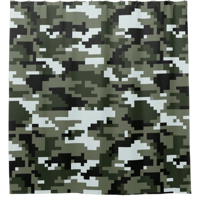 8 Bit Pixel Digital Urban Camouflage / Camouflage Duschvorhang (Vorderseite)