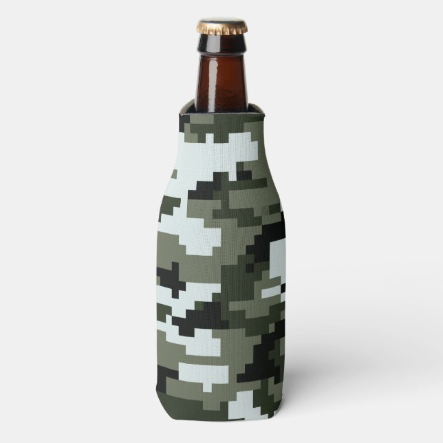8 Bit Pixel Digital Urban Camouflage / Camouflage Flaschenkühler (Flaschenvorderseite)