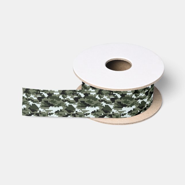 8 Bit Pixel Digital Urban Camouflage / Camouflage Satinband (Spule)