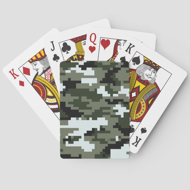 8 Bit Pixel Digital Urban Camouflage / Camouflage Spielkarten (Rückseite)