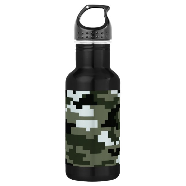 8 Bit Pixel Digital Urban Camouflage / Camouflage Trinkflasche (Vorderseite)