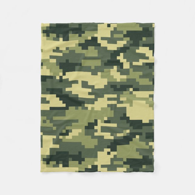 8 Bit Pixel Digital Wald-Tarnung / Camo Fleecedecke (Vorderseite)