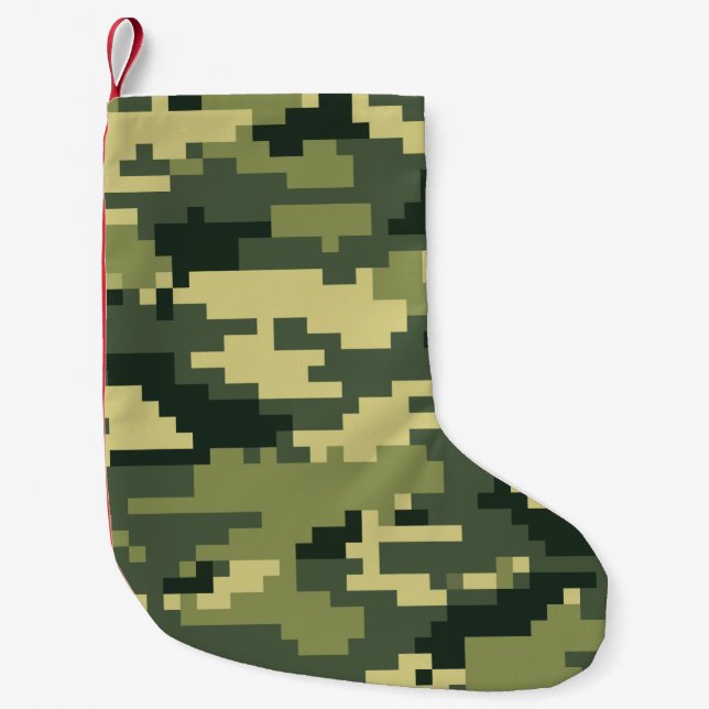 8 Bit-Pixel-Digital-Waldtarnung/-Camouflage Kleiner Weihnachtsstrumpf (Vorderseite)