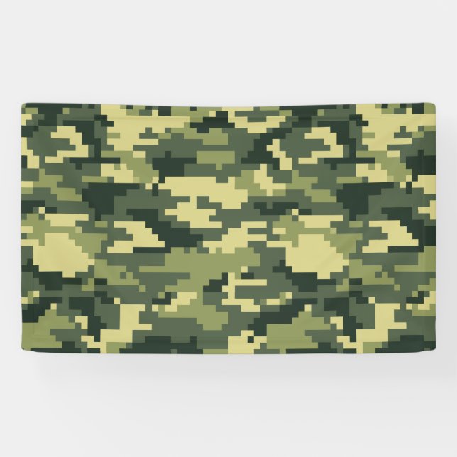8 Bit Pixel Digital Woodland Camouflage / Camoufla Banner (Horizontal)
