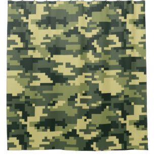 8 Bit Pixel Digital Woodland Camouflage / Camoufla Duschvorhang