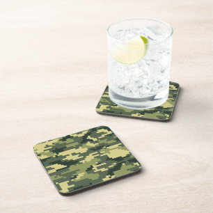 8 Bit Pixel Digital Woodland Camouflage / Camoufla Getränkeuntersetzer