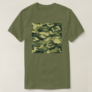 8 Bit Pixel Digital Woodland Camouflage / Camoufla T-Shirt