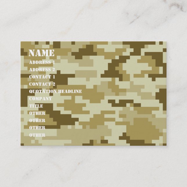 8 Bit-Pixel-Digital-Wüsten-Tarnung/Camouflage Visitenkarte (Vorderseite)