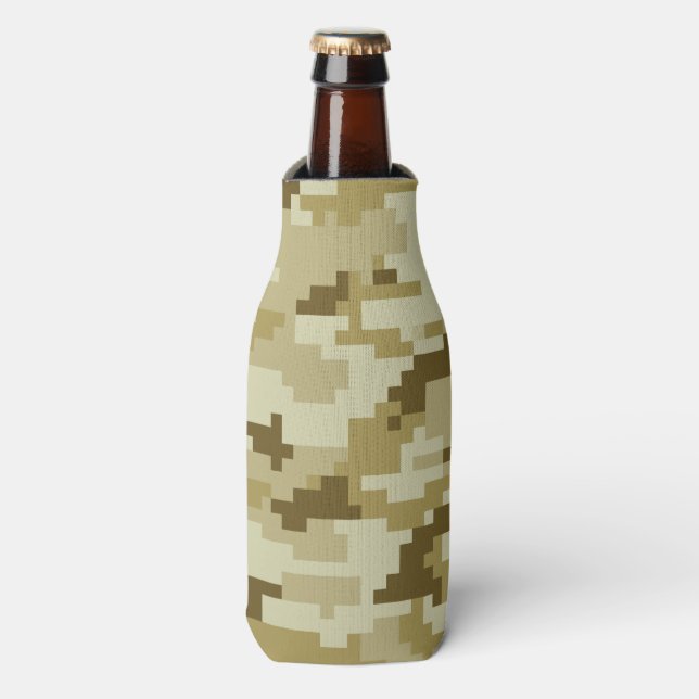 8 Bit Pixel digitale Wüste Camouflage / Camouflage Flaschenkühler (Flaschenvorderseite)
